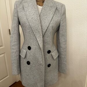 Zara Women's Gray Double-Breasted Blazer- M